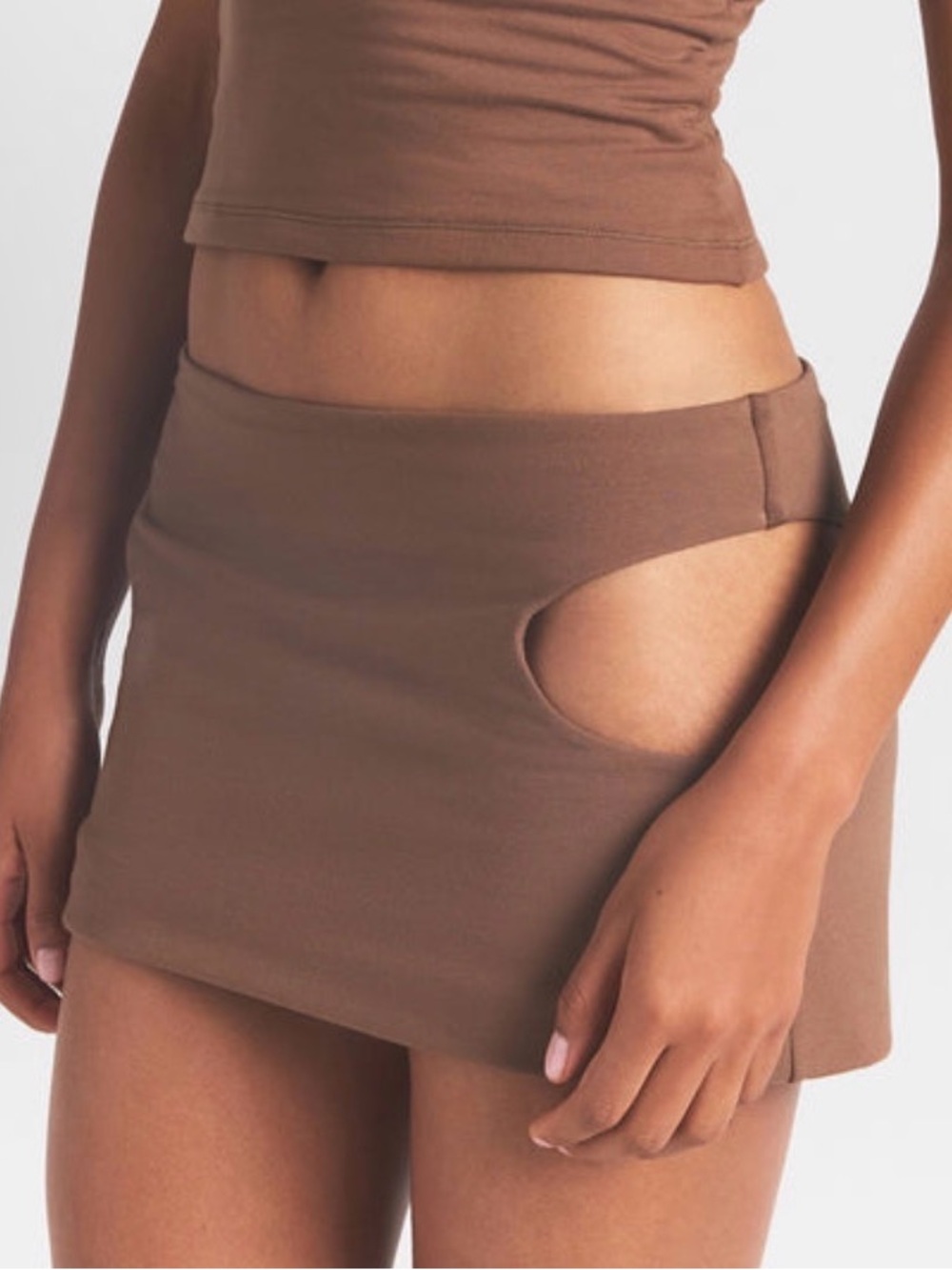 SKIMS Cotton Jersey Cut Out Mini Skirt | Jasper | S | NWT 🤎✨